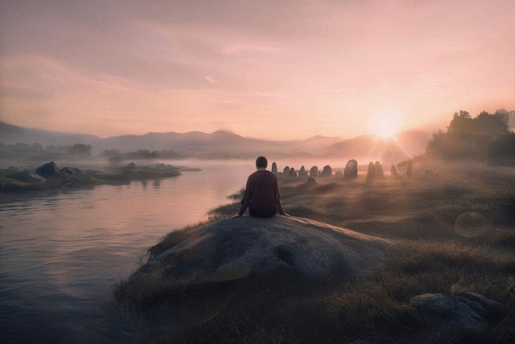 Quiet sunset landscape suggesting contemplation and spiritual reflection